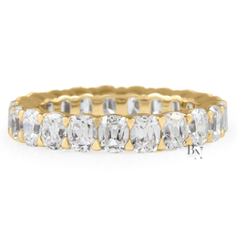 Antique Cushion Lab Diamond Eternity Band, 3.20 Carat Shared Prong Ring, 14K Gold Bridal