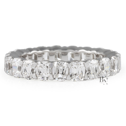 Antique Cushion Lab Diamond Eternity Band, 3.20 Carat Shared Prong Ring, 14K Gold Bridal