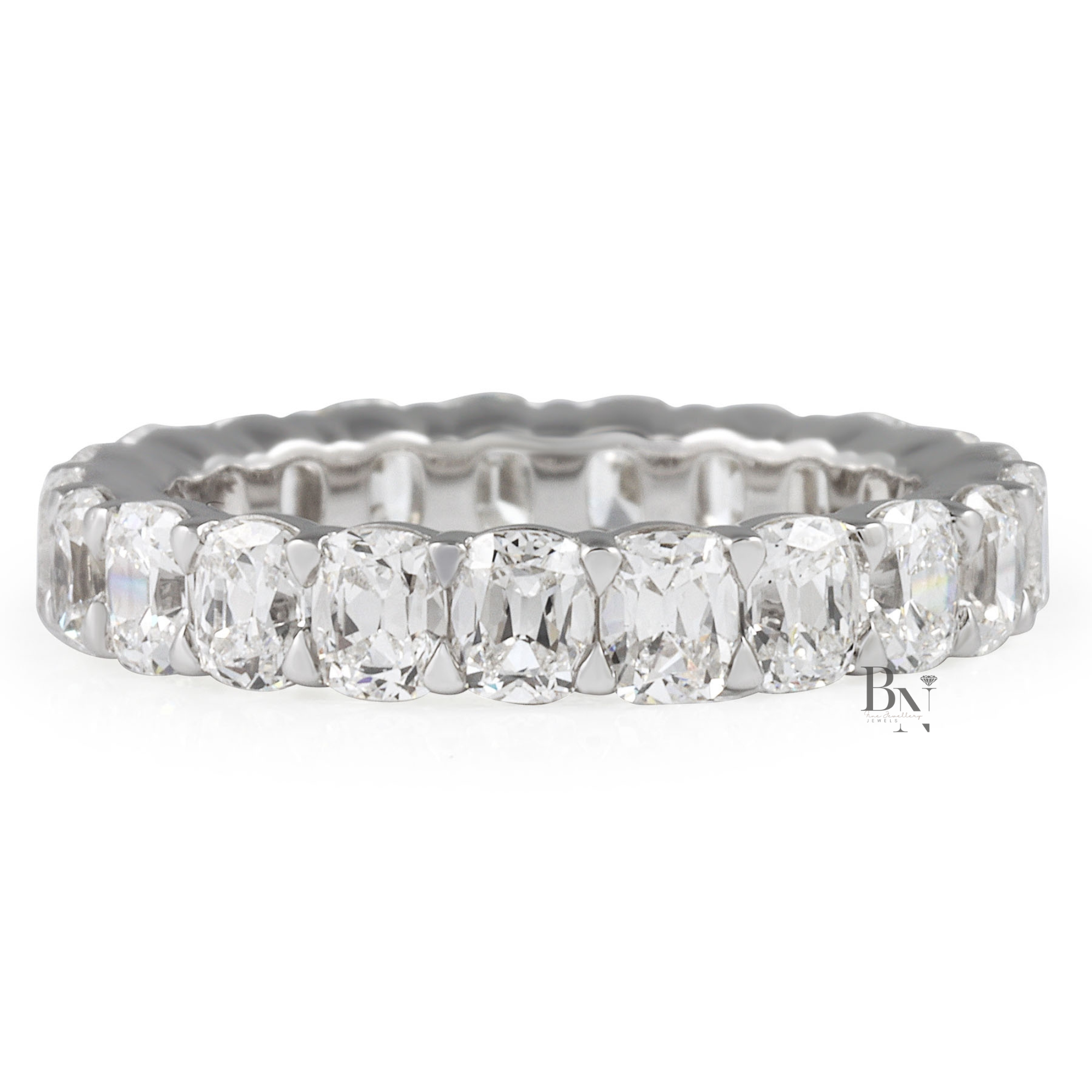 Antique Cushion Lab Diamond Eternity Band, 3.20 Carat Shared Prong Ring, 14K Gold Bridal