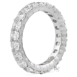 Antique Cushion Lab Diamond Eternity Band, 3.20 Carat Shared Prong Ring, 14K Gold Bridal