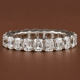 Antique Cushion Lab Diamond Eternity Band, 3.20 Carat Shared Prong Ring, 14K Gold Bridal