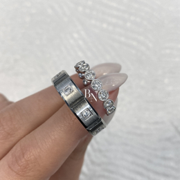 Round Lab Diamond Eternity Band, 1.59 Carat Milgrain Bezel Ring, 14K White Gold Bridal Stacking Band