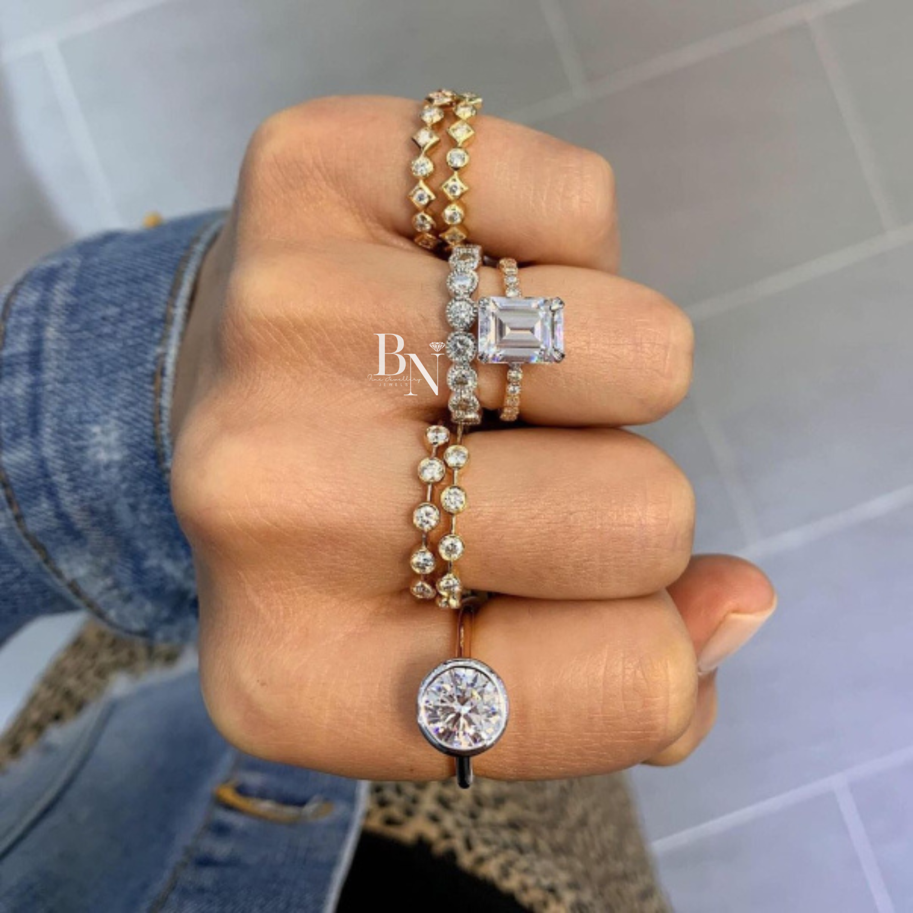 Round Lab Diamond Eternity Band, 1.59 Carat Milgrain Bezel Ring, 14K White Gold Bridal Stacking Band