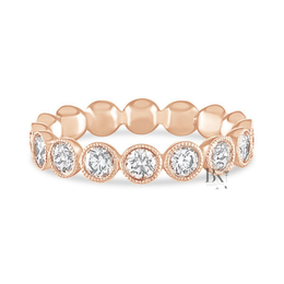 Round Lab Diamond Eternity Band, 1.59 Carat Milgrain Bezel Ring, 14K White Gold Bridal Stacking Band