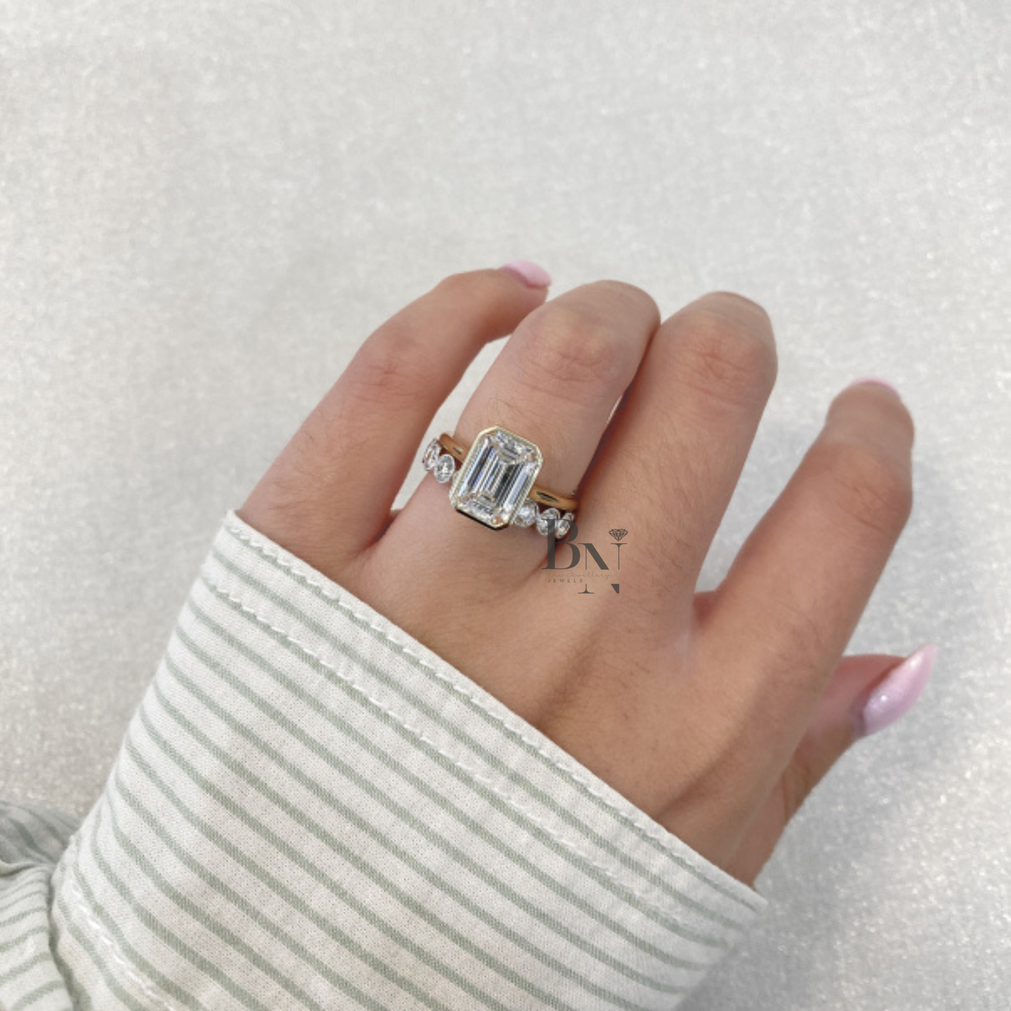 Round Lab Diamond Eternity Band, 1.59 Carat Milgrain Bezel Ring, 14K White Gold Bridal Stacking Band