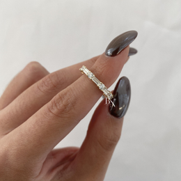 Alternating Round Baguette Lab Diamond Band, 1.63 Carat Shared Prong Ring, Solid Gold Bridal Stacking Ring