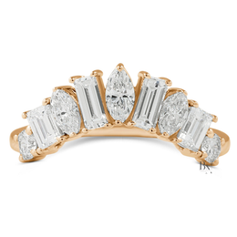 Marquise and Baguette Lab Diamond Band, 0.95 Carat Curved Tiara Ring, 14K Gold Bridal Stacking Wedding Band