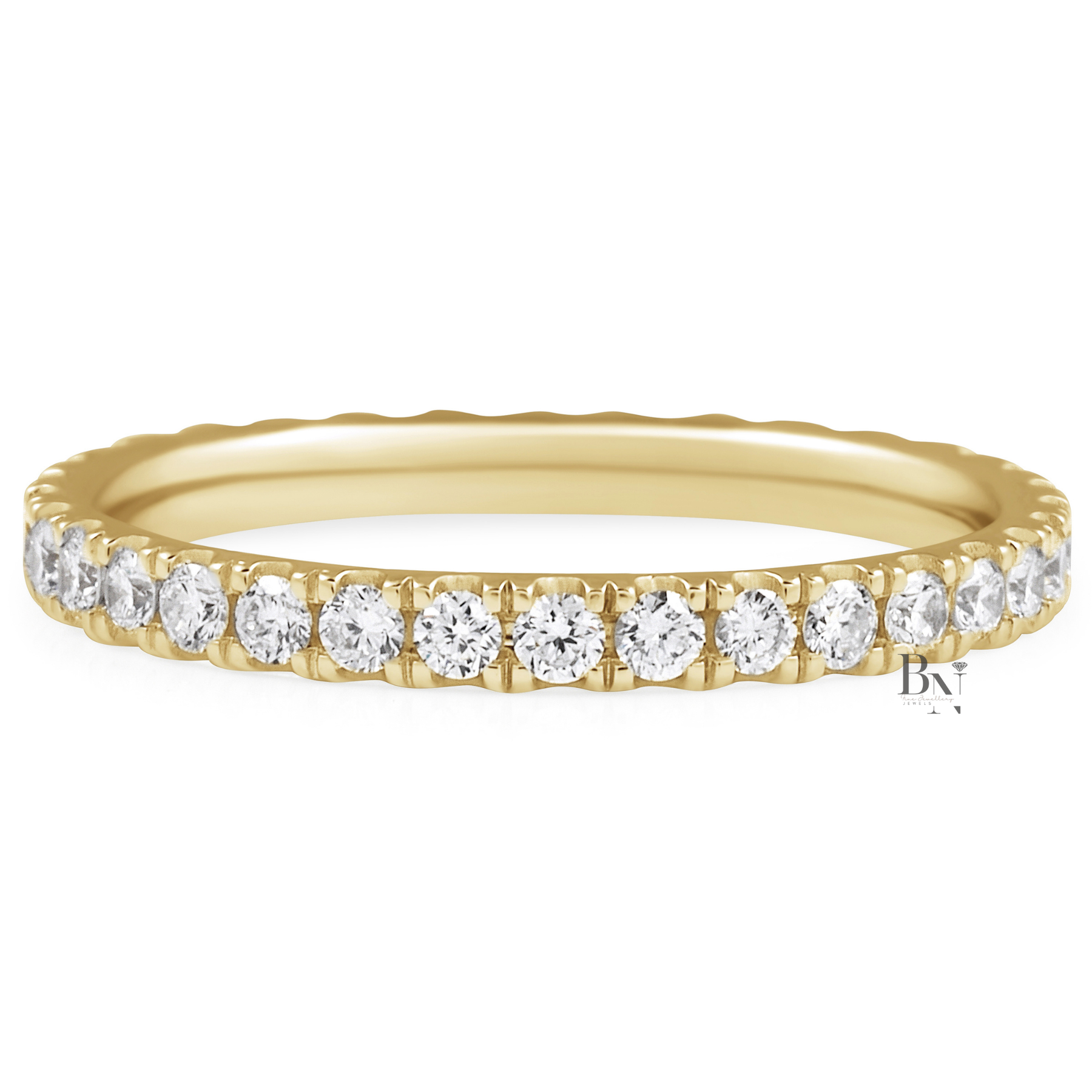 Round Lab Diamond Eternity Band, 0.60 Carat Pave Setting Ring, 14K Gold Bridal Stacking Anniversary Band