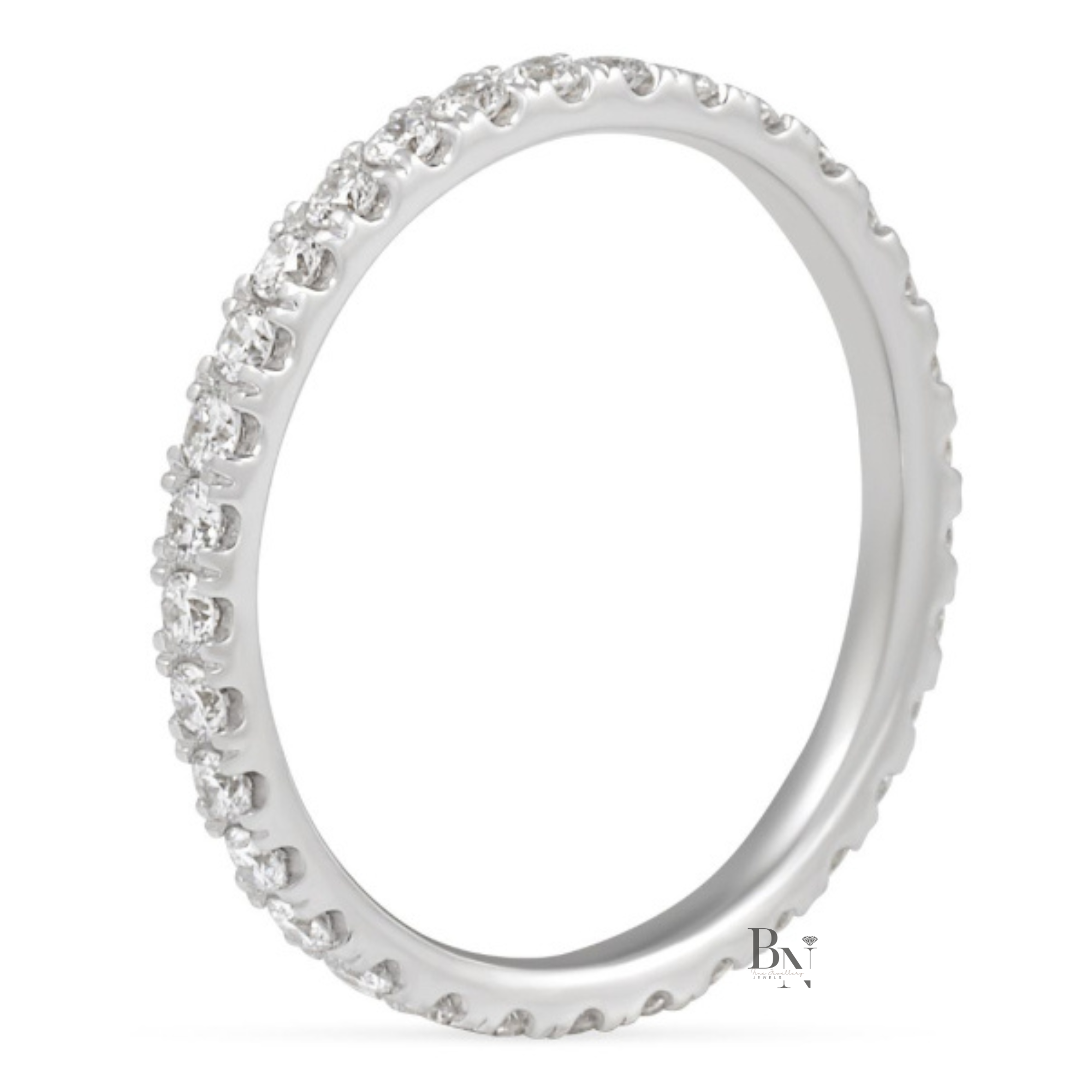 Round Lab Diamond Eternity Band, 0.60 Carat Pave Setting Ring, 14K Gold Bridal Stacking Anniversary Band