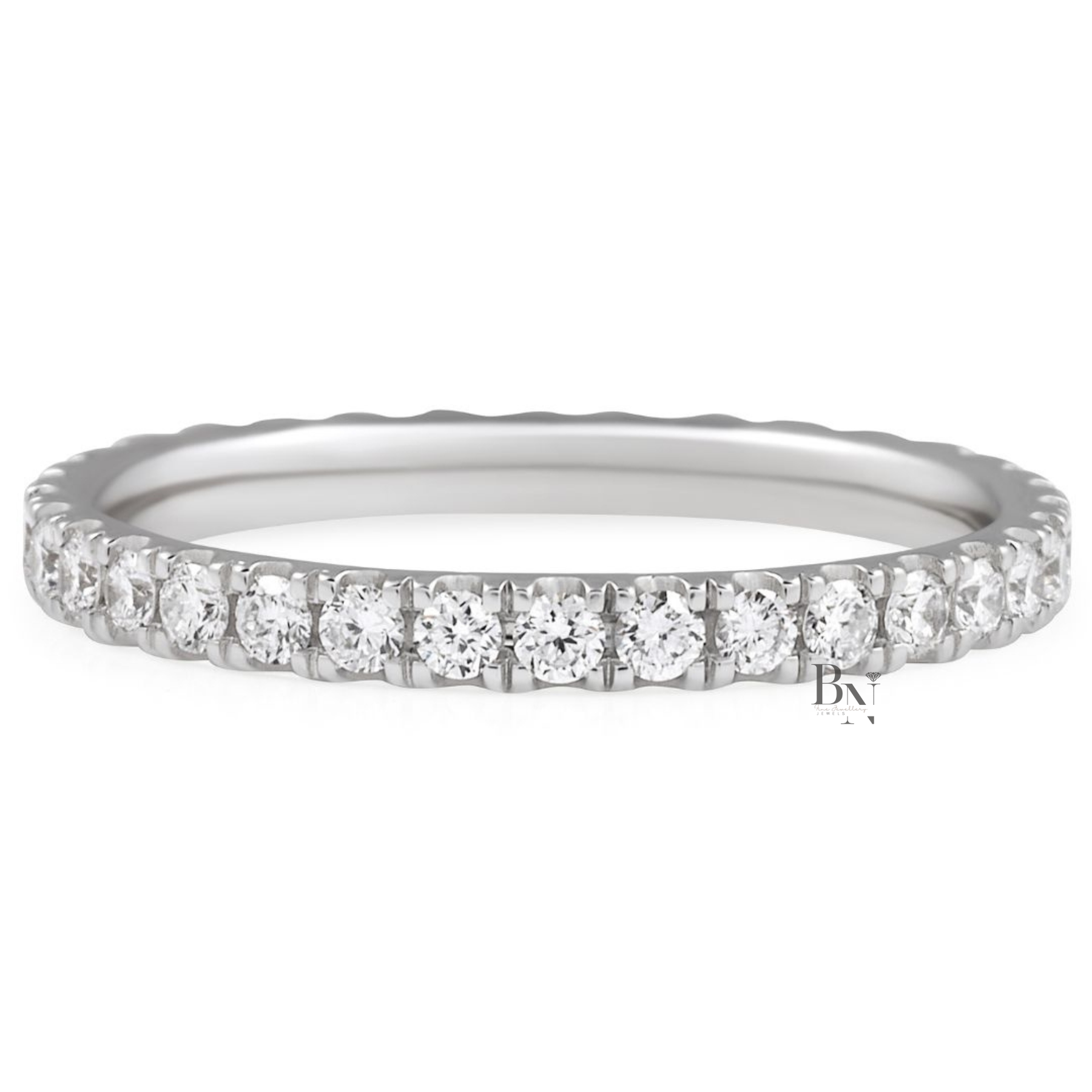 Round Lab Diamond Eternity Band, 0.60 Carat Pave Setting Ring, 14K Gold Bridal Stacking Anniversary Band