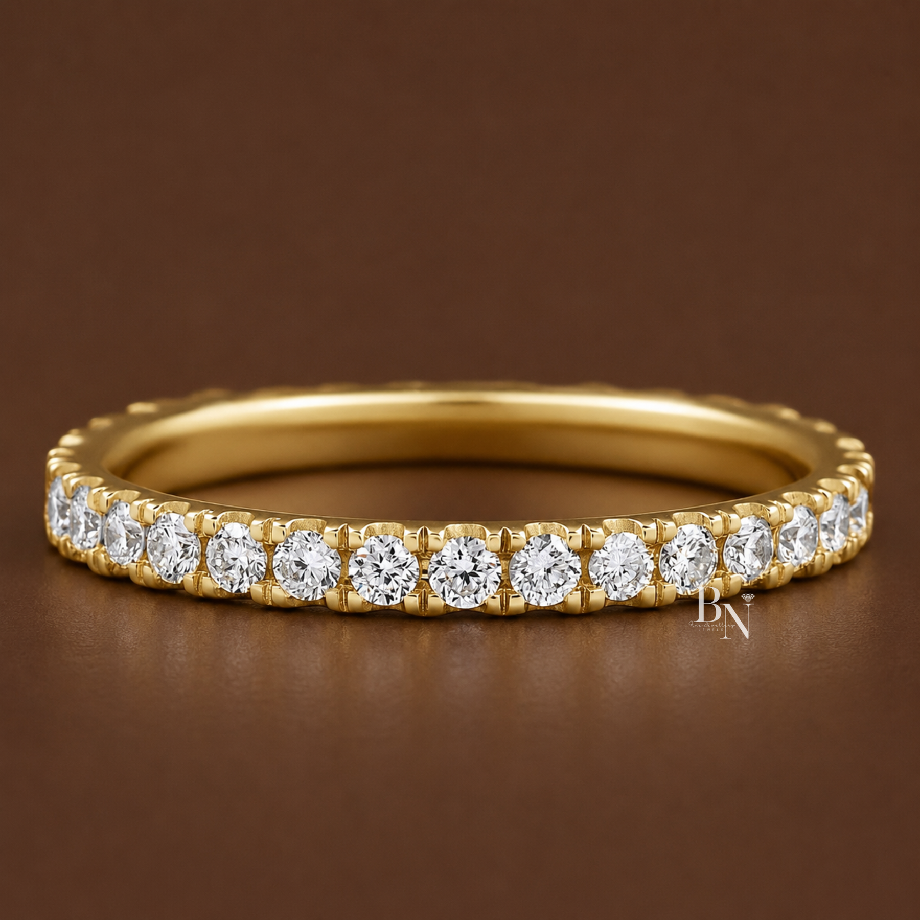 Round Lab Diamond Eternity Band, 0.60 Carat Pave Setting Ring, 14K Gold Bridal Stacking Anniversary Band