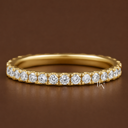 Round Lab Diamond Eternity Band, 0.60 Carat Pave Setting Ring, 14K Gold Bridal Stacking Anniversary Band