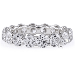 Old European Cut Lab Diamond Band, 4.60 Carat Open Airline Basket Ring, Solid Gold Bridal