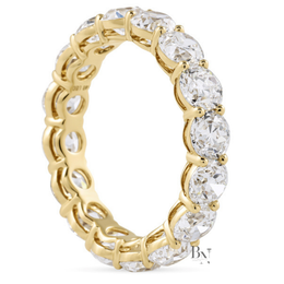 Old European Cut Lab Diamond Band, 4.60 Carat Open Airline Basket Ring, Solid Gold Bridal