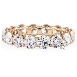 Old European Cut Lab Diamond Band, 4.60 Carat Open Airline Basket Ring, Solid Gold Bridal