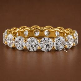 Old European Cut Lab Diamond Band, 4.60 Carat Open Airline Basket Ring, Solid Gold Bridal