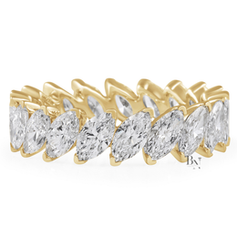 Marquise Lab Diamond Eternity Band, 3 Carat Slanted Basket Ring, 14K Gold Bridal Anniversary Stack