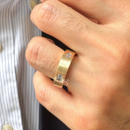 Emerald Cut Lab Diamond Wedding Band, 1.10 Carat Matte Gold Ring
