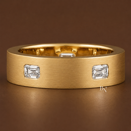 Emerald Cut Lab Diamond Wedding Band, 1.10 Carat Matte Gold Ring