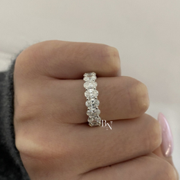 Oval Lab Diamond Eternity Band, 4.50 TCW Shared Prong Wedding Ring, 14k Gold Bridal Stack