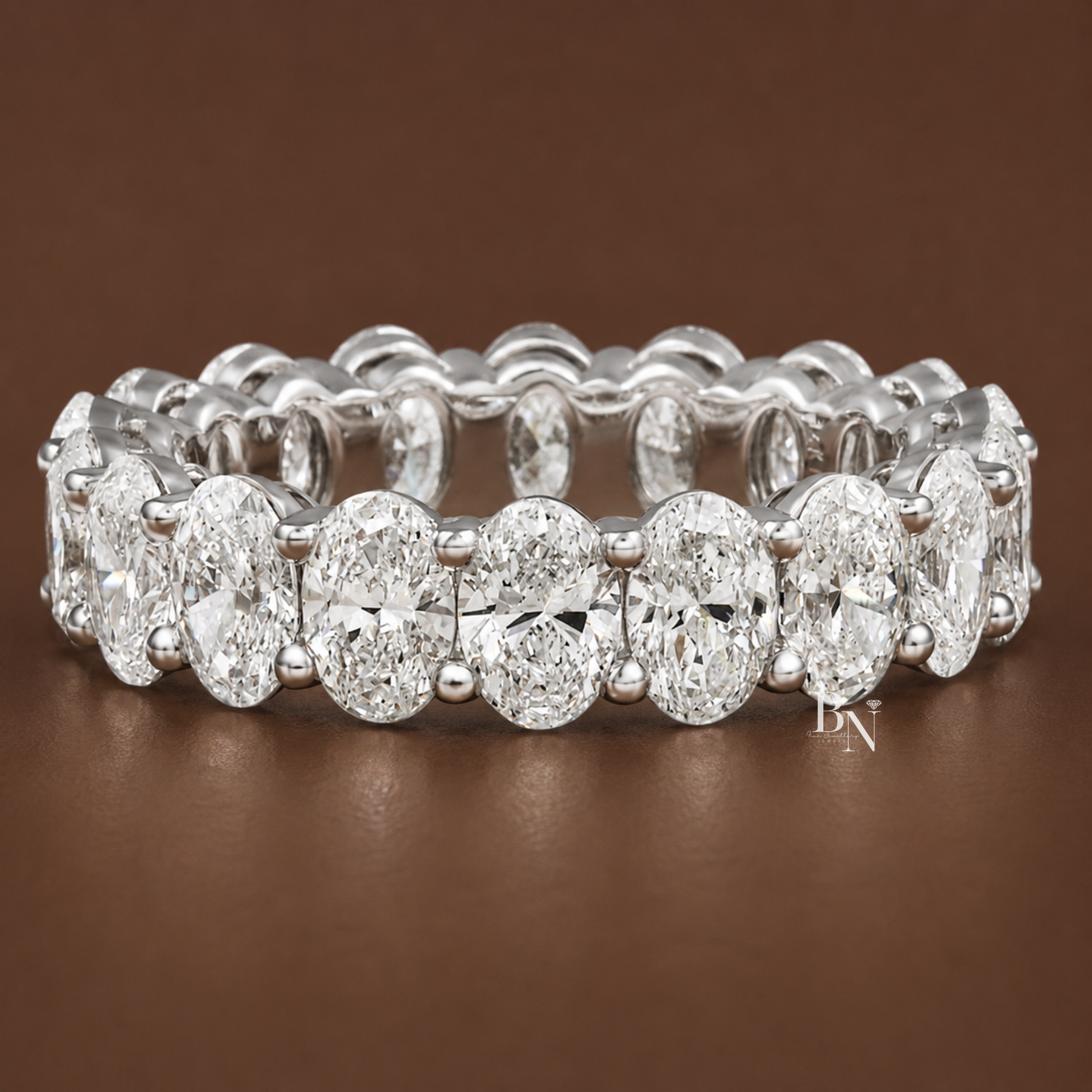 Oval Lab Diamond Eternity Band, 4.50 TCW Shared Prong Wedding Ring, 14k Gold Bridal Stack
