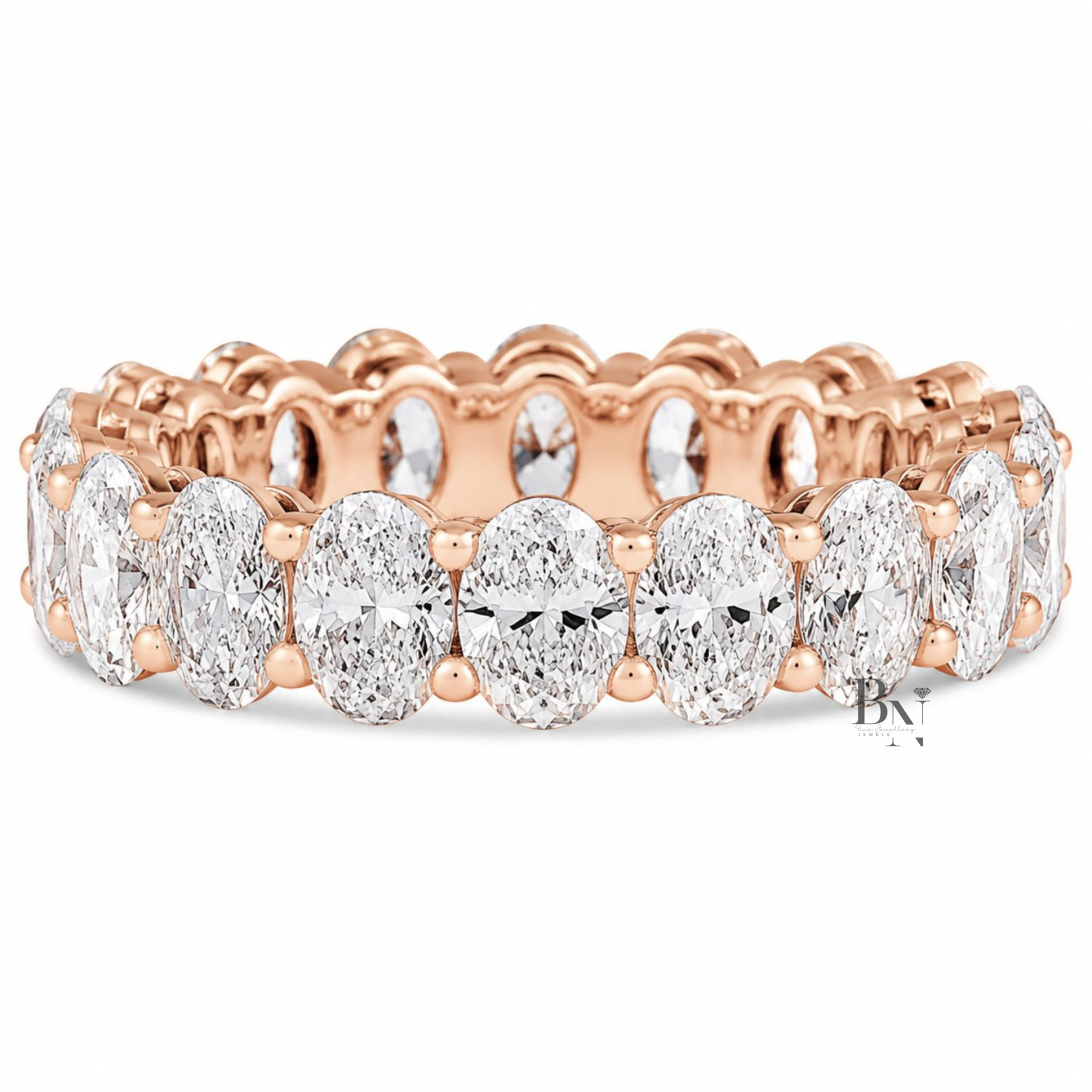 Oval Lab Diamond Eternity Band, 4.50 TCW Shared Prong Wedding Ring, 14k Gold Bridal Stack