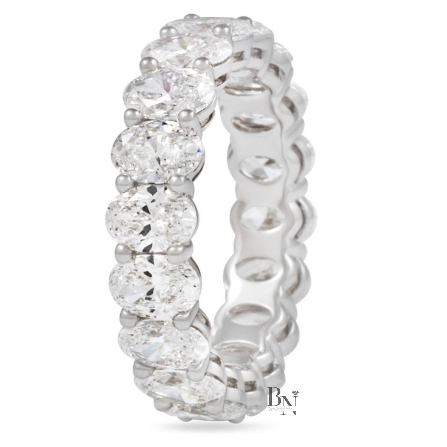 Oval Lab Diamond Eternity Band, 4.50 TCW Shared Prong Wedding Ring, 14k Gold Bridal Stack