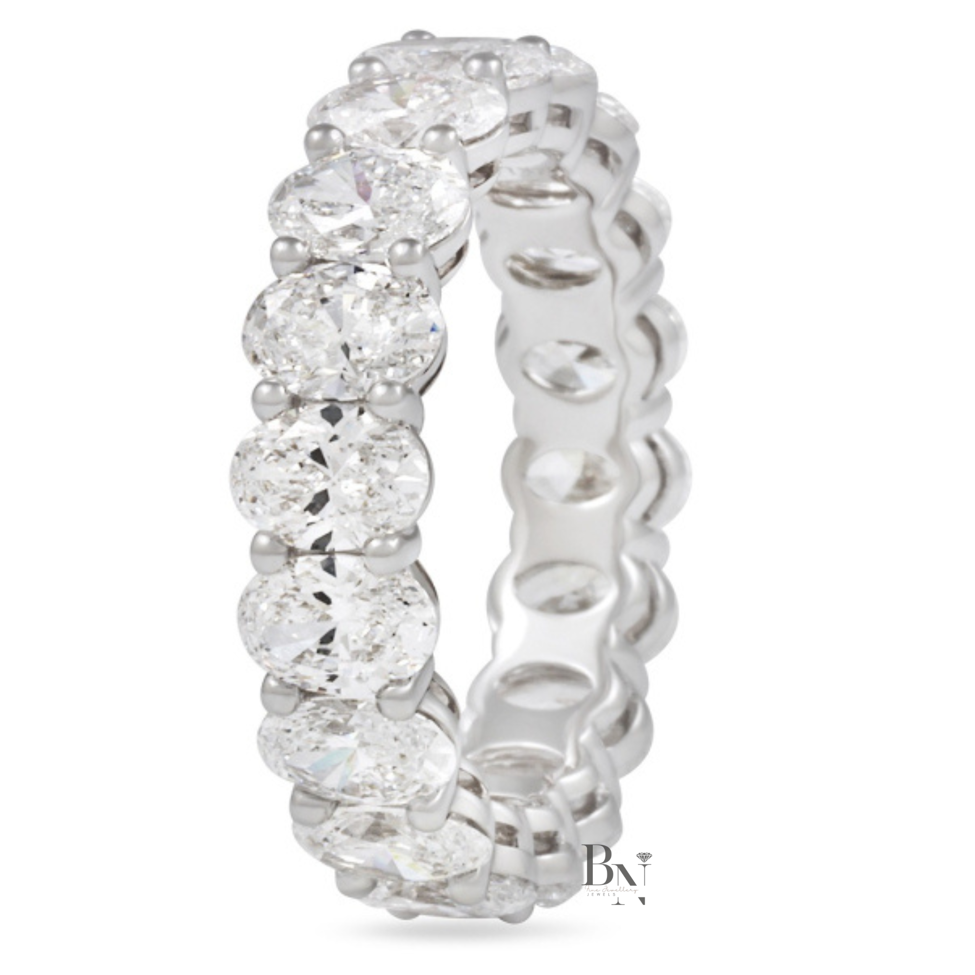 Oval Lab Diamond Eternity Band, 4.50 TCW Shared Prong Wedding Ring, 14k Gold Bridal Stack