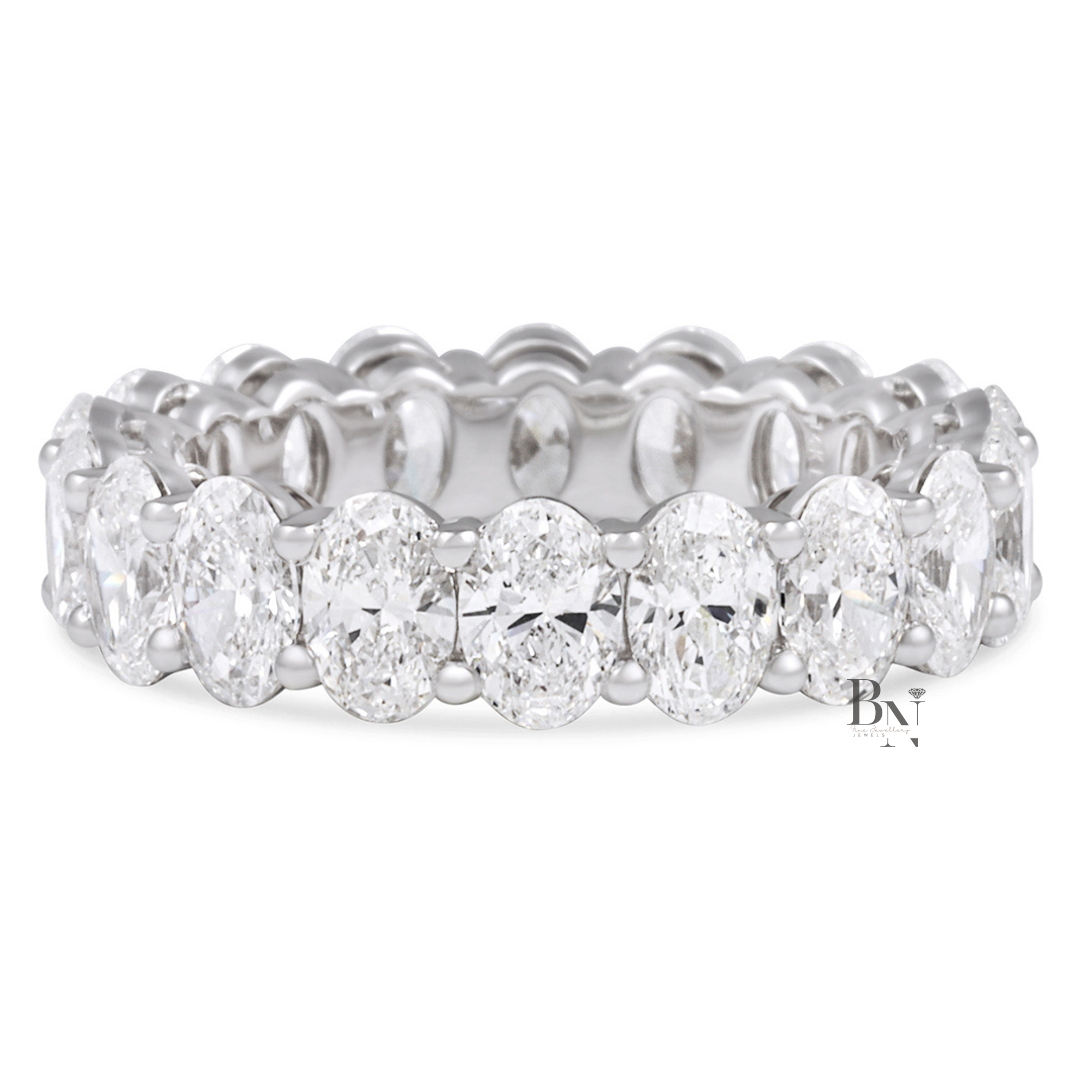 Oval Lab Diamond Eternity Band, 4.50 TCW Shared Prong Wedding Ring, 14k Gold Bridal Stack