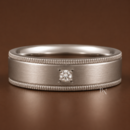 Milgrain Platinum Band, Round Lab Diamond Stacking Ring, Satin Finish Wedding Ring, 5.5mm