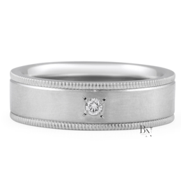 Milgrain Platinum Band, Round Lab Diamond Stacking Ring, Satin Finish Wedding Ring, 5.5mm
