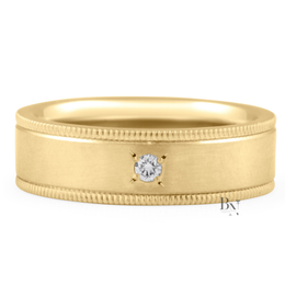Milgrain Platinum Band, Round Lab Diamond Stacking Ring, Satin Finish Wedding Ring, 5.5mm