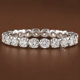 Round Lab Diamond Eternity Band, 1.15 TCW Illusion Setting Ring, Minimalist Stackable Wedding Band