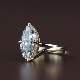 3ct Marquise Cut Lab Grown Diamond Engagement Ring | 14K Gold Split Shank Solitaire | Hidden Halo Accent