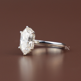 1.5ct Dutch Marquise Cut Lab Grown Diamond Ring | 14K Gold Bezel Set Engagement Ring | Handcrafted Filigree Solitaire