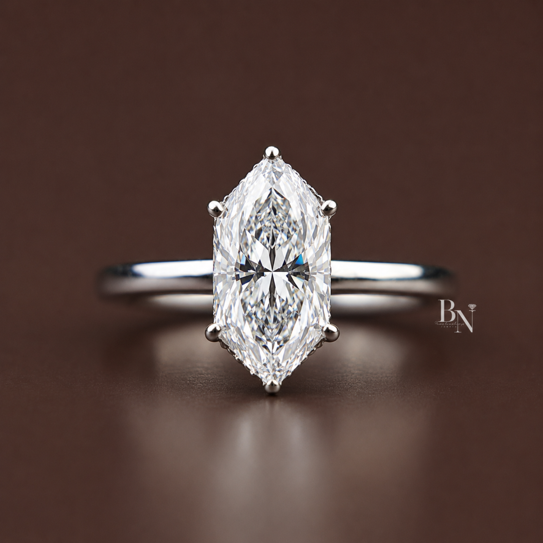 1.5ct Dutch Marquise Cut Lab Grown Diamond Ring | 14K Gold Bezel Set Engagement Ring | Handcrafted Filigree Solitaire