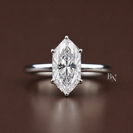 1.5ct Dutch Marquise Cut Lab Grown Diamond Ring | 14K Gold Bezel Set Engagement Ring | Handcrafted Filigree Solitaire