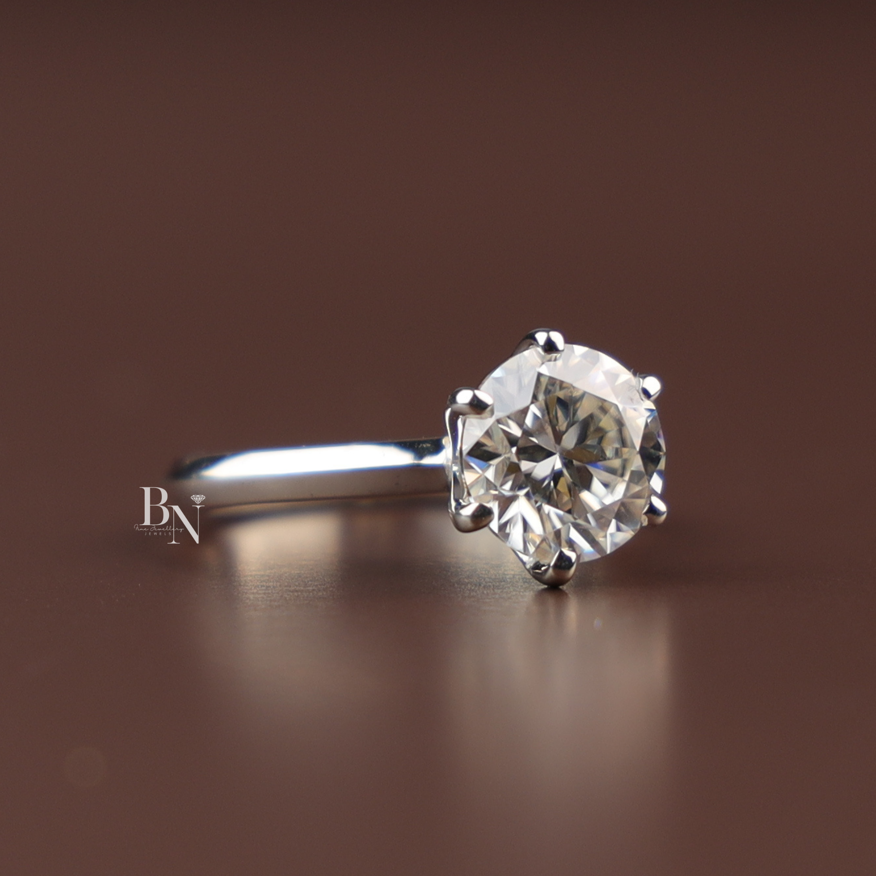 2ct Round Cut Lab Diamond Ring, Classic Six Prong Solitaire, 14k White Gold Engagement Ring