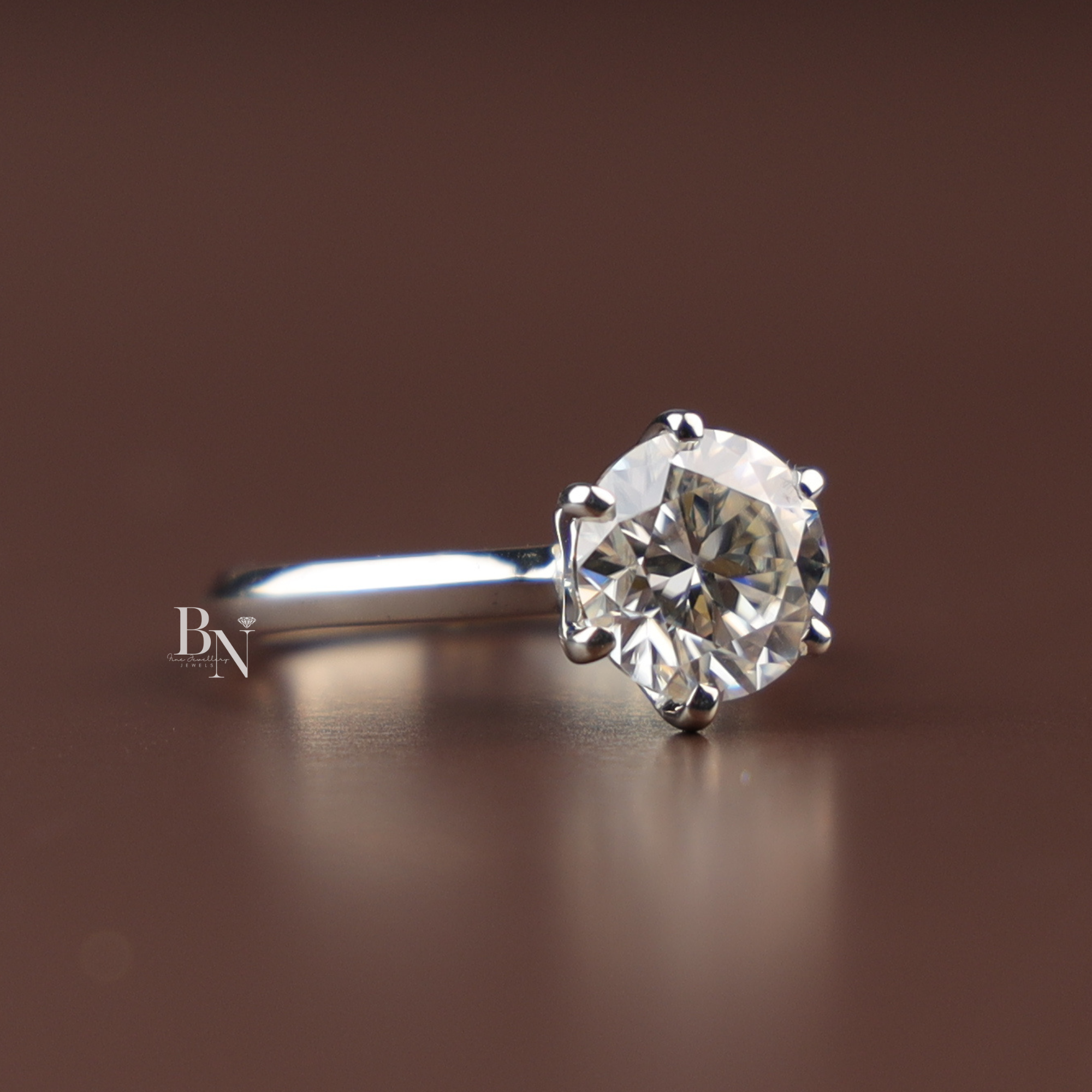 2ct Round Cut Lab Diamond Ring, Classic Six Prong Solitaire, 14k White Gold Engagement Ring