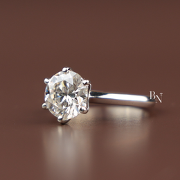 2ct Round Cut Lab Diamond Ring, Classic Six Prong Solitaire, 14k White Gold Engagement Ring