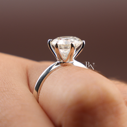 2ct Round Cut Lab Diamond Ring, Classic Six Prong Solitaire, 14k White Gold Engagement Ring