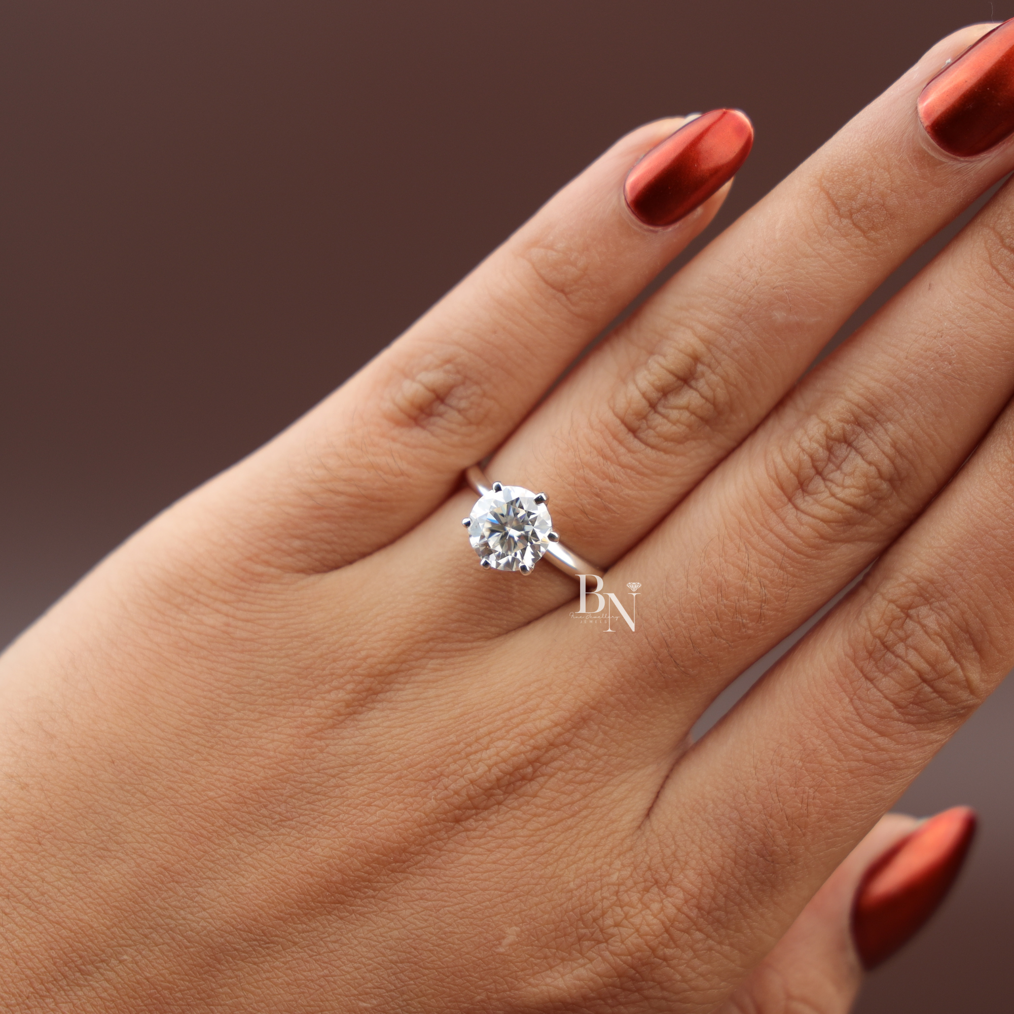 2ct Round Cut Lab Diamond Ring, Classic Six Prong Solitaire, 14k White Gold Engagement Ring