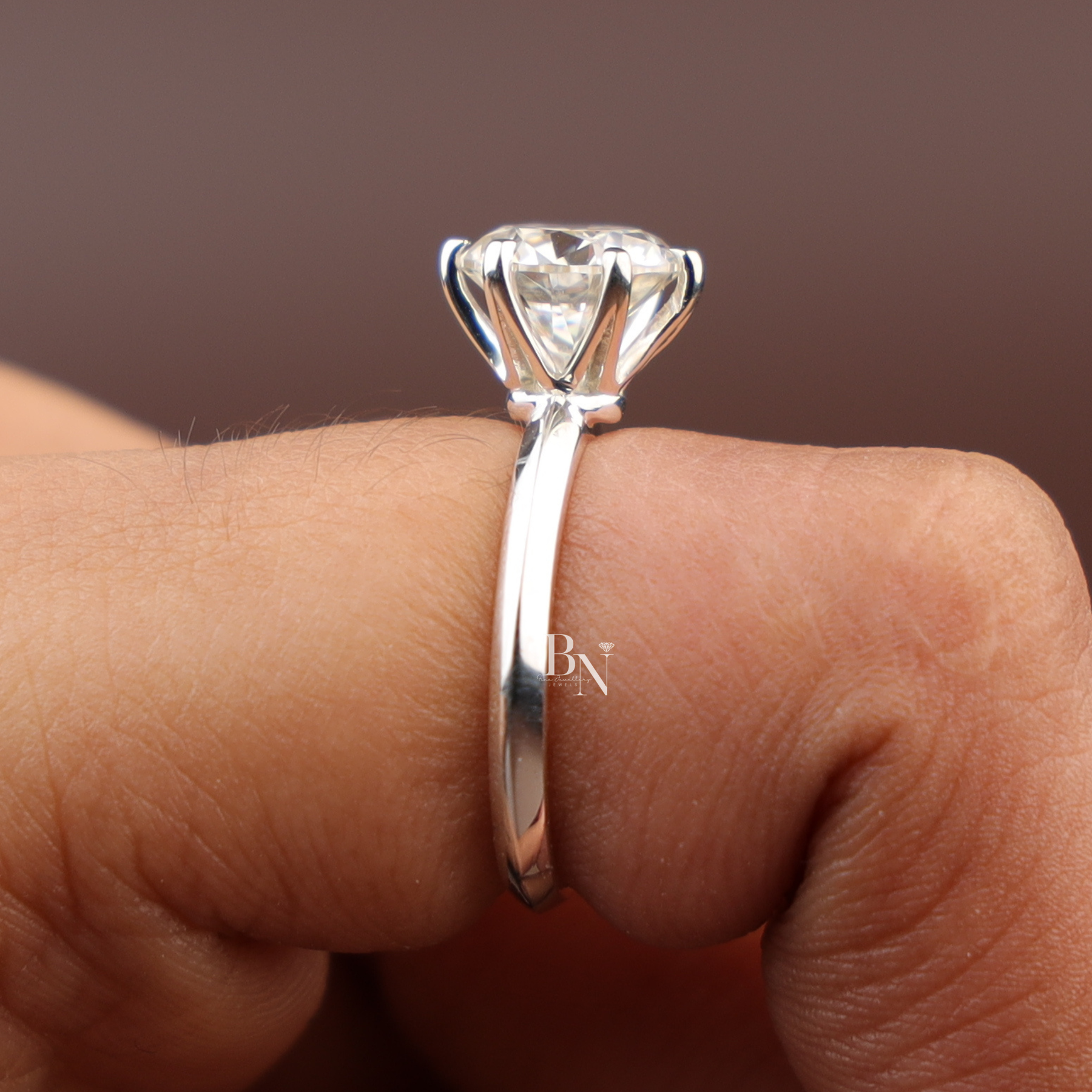 2ct Round Cut Lab Diamond Ring, Classic Six Prong Solitaire, 14k White Gold Engagement Ring