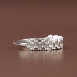 Baguette Cut Lab Diamond Band, Staggered Eternity Wedding Ring, Modern Scattered Diamond Ring