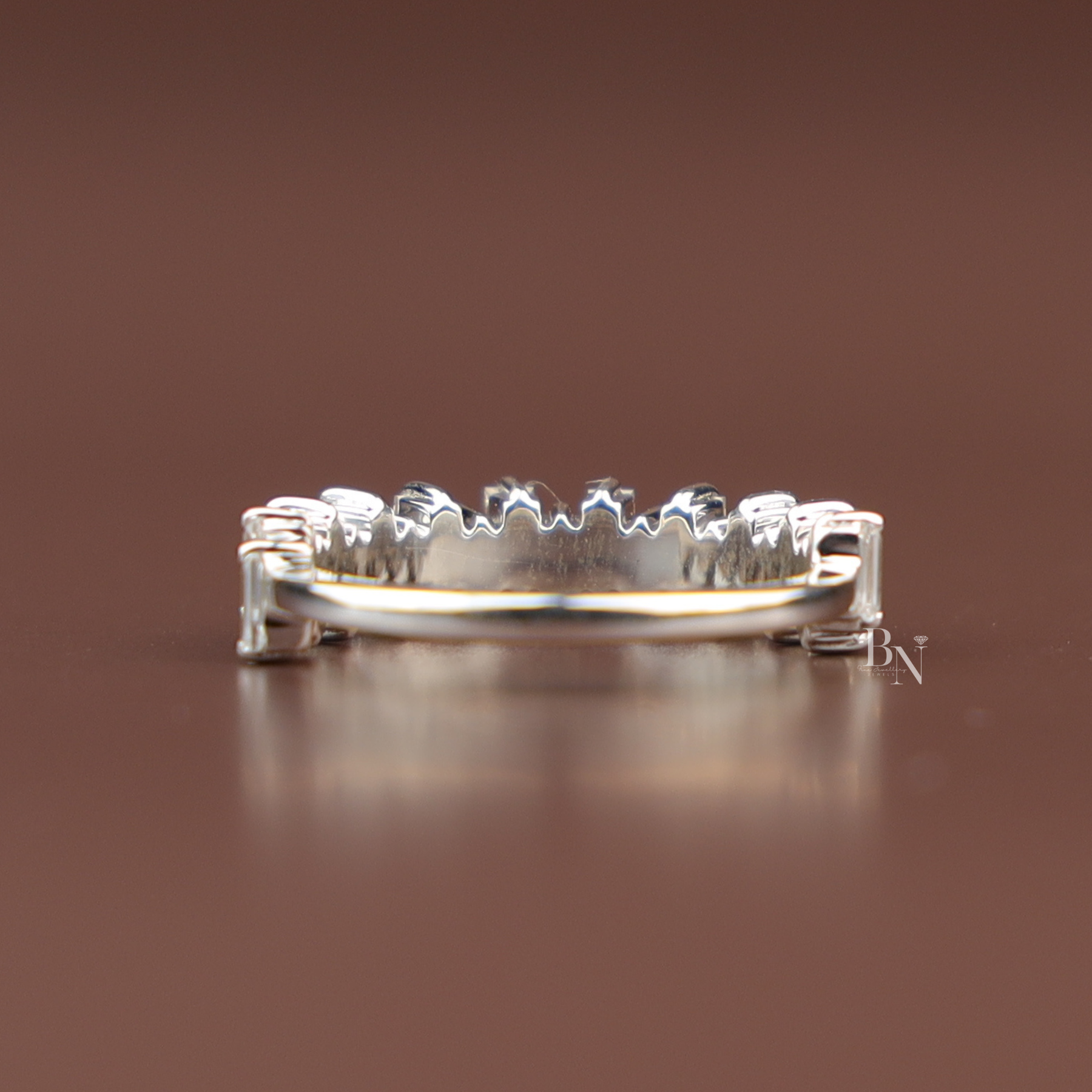 Baguette Cut Lab Diamond Band, Staggered Eternity Wedding Ring, Modern Scattered Diamond Ring