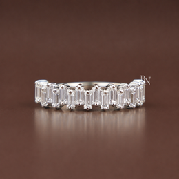 Baguette Cut Lab Diamond Band, Staggered Eternity Wedding Ring, Modern Scattered Diamond Ring