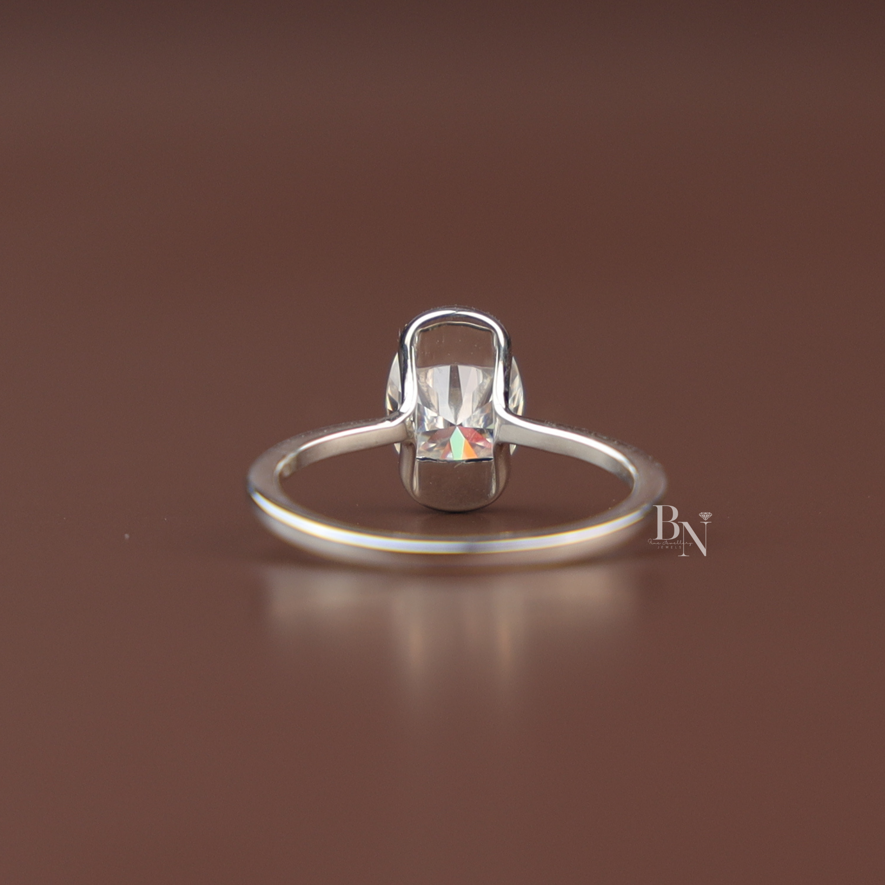 Oval Cut Lab Diamond Ring, 1 Carat Appearance Solitaire, Half Bezel Setting, Minimalist Engagement Ring