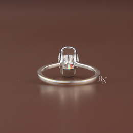 Oval Cut Lab Diamond Ring, 1 Carat Appearance Solitaire, Half Bezel Setting, Minimalist Engagement Ring