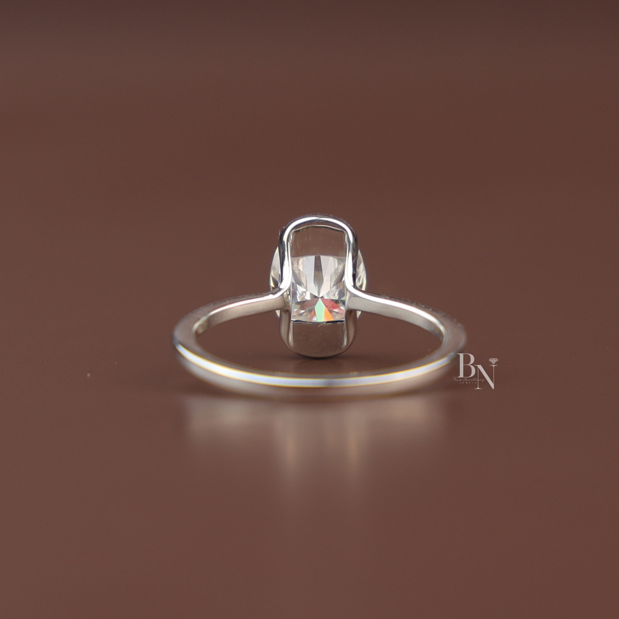 Oval Cut Lab Diamond Ring, 1 Carat Appearance Solitaire, Half Bezel Setting, Minimalist Engagement Ring
