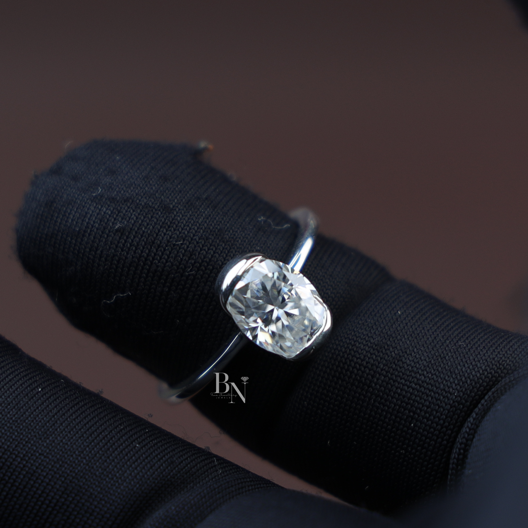 Oval Cut Lab Diamond Ring, 1 Carat Appearance Solitaire, Half Bezel Setting, Minimalist Engagement Ring